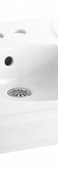 KOHLER Bathroom Sink: Brenham™, White, Vitreous China, 22 in Overall Lg, 19 3/4 in Overall Wd (MPN K-1997-SS4-0). Key specifications — Series: Brenham™; Includes: Wall Hanger; Color: White; Brand: KOHLER; Sink Type: Bathroom; Material: Vitreous China; Sink Material: Ceramic.