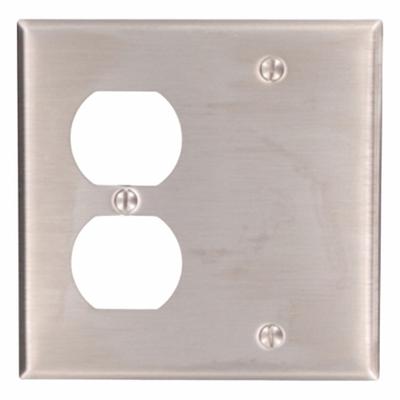 LEVITON Wall Plate: Combo, 2 Gang, Silver - Combination Wall Plates