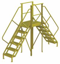TRI-ARC Crossover Bridge: 5 ft Platform Ht, Steel, 1,000 lb Load Capacity, Serrated, 6 Steps, Steel (MPN 7CY86). Key specifications — Brand: TRI-ARC; Color: Yellow; Tread Type: Serrated.