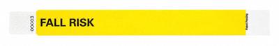 ID Wristband: Fall Risk, 10 in Overall Lg, 1 in Overall Wd, Tyvek, Yellow - Security Wristbands