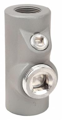 Sealing Fitting - Vertical and Horizontal: Aluminum, 1 in Trade Size, Female, 5 1/16 in Overall Lg (MPN EYSEF100AL). Key specifications — Brand: APPLETON ELECTRIC; Finish: Powder Coated; Connection Type: Threaded; Thread Gender: Female; Ends - Hazardous Fittings: 1 in FNPT x 1 in MNPT; Material: Aluminum; Hazardous Location Rating: Class I, Division 1 and 2, Groups B, C, D; Thread Type: NPT.