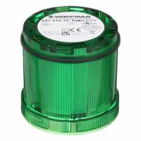 WERMA Tower Light Module: Flashing/Steady, 24V AC/24V DC, Green, 70 mm Overall Dia, 66 mm Overall Ht (MPN 64721075). Key specifications — Brand: WERMA; Compatible with Series: KombiSIGN 72; Lens Color: Green; Operating Voltage: 24V DC; Manufacturer Part Number: 64721075.