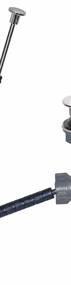 DANCO Sink Drain: Plastic, Chrome, 8 1/2 in Overall Ht, 2 1/8 in Overall Dia, Slip, 2 in Pipe Dia (MPN 9D0010691X). Key specifications — Product Type: Sink Drain; Brand: DANCO; Finish: Chrome; Material: Plastic; Includes Overflow: No; Includes: Lift Rod.