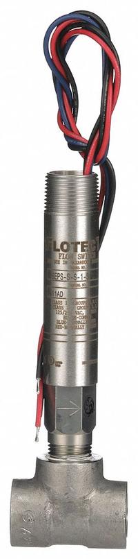 DWYER Liquid Flow Switch: Paddle, 1/2 in/1/4 in/2 in/3/8 in For Pipe Size, Stainless Steel, NPT (MPN V6EPS-S-S-1-S). Key specifications — Brand: DWYER; Contact Rating (DC): 40 A (Inductive) @ 30V (CSA, ATEX and IECEx Models); For Pipe Size: 1/4 in; Hazardous Location Rating: Class I, Div 1 and 2, Group A, B, C, D; Contact Rating (AC): 5 A @ 125/250V.
