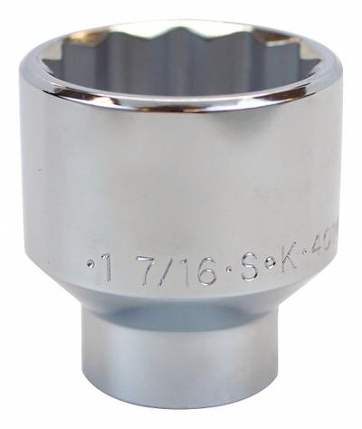 SK PROFESSIONAL TOOLS Socket: SAE, 1/2 in Drive Size, 1 7/16 in Socket Size, 12-Point, Std - 1/2" Drive Hand Sockets