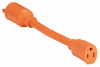 POWER FIRST Cord Adapter: 10 in Lg, 12 AWG, L5-20P Plug, 5-15R Receptacle, Orange, 125V AC (MPN 1FD77). Key specifications — Temperature Rating: 32° to 167°F; NEMA Plug Configuration: L5-20P; NEMA Receptacle Configuration: 5-15R; Brand: POWER FIRST.