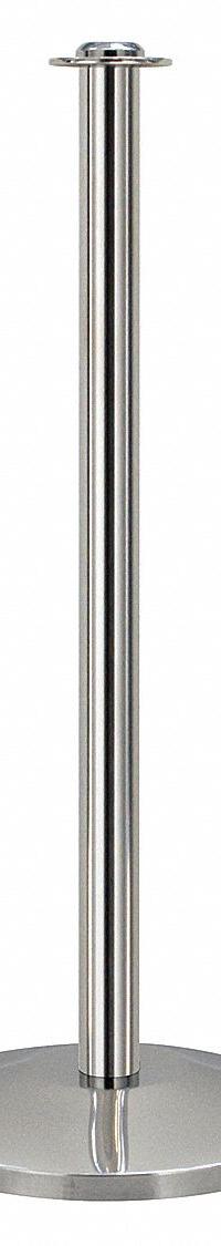 Contemporary Top Post: Contemporary, 39 in Post Ht, Stainless Steel, Flat, 36 in to 40 in (MPN QWAY314-3P). Key specifications — Brand: QUEUEWAY; Base Shape: Dome; Base Material: Stainless Steel; Post Material: Stainless Steel; Post Finish: Polished Stainless Steel.