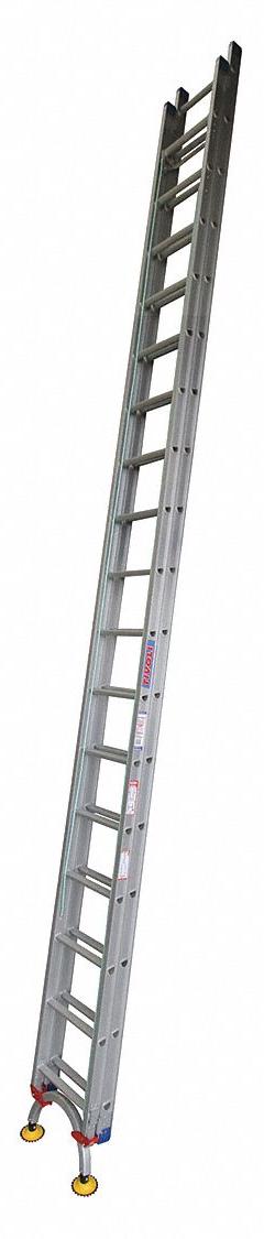 TIVOLI Extension Ladder: 36 ft Ladder Size, Aluminum, 300 lb Load Capacity, 33 kg Wt, 2 Sections (MPN PROX36). Key specifications — Color: Silver; Brand: TIVOLI; Included Features: Leg Levelers; Removable Fly: Fixed.