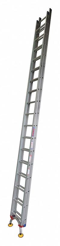 TIVOLI Extension Ladder: 36 ft Ladder Size, Aluminum, 300 lb Load Capacity, 33 kg Wt, 2 Sections (MPN PROX36). Key specifications — Color: Silver; Brand: TIVOLI; Included Features: Leg Levelers; Removable Fly: Fixed.