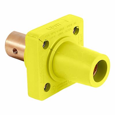 LEVITON Single Pole Receptacle: Yellow, Straight Taper Nose Mating - Receptacles with Bus Bar Terminations