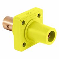 Single Pole Receptacle: Yellow, Straight Taper Nose Mating, Half Round with Tapped Hole Termination (MPN 16R20-UY). Key specifications — Series: 16; Receptacle Gender: Female; Brand: LEVITON.