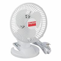 DAYTON Cooling Fan: 6 in Blade Dia, Non-Oscillating, 200 cfm_342 cfm Airflow, 2 Speeds, Stationary (MPN 410C95). Key specifications — Voltage: 120V AC; Oscillation: Non-Oscillating; Number of Speeds: 2; Power Source: Plug-In; Brand: DAYTON.