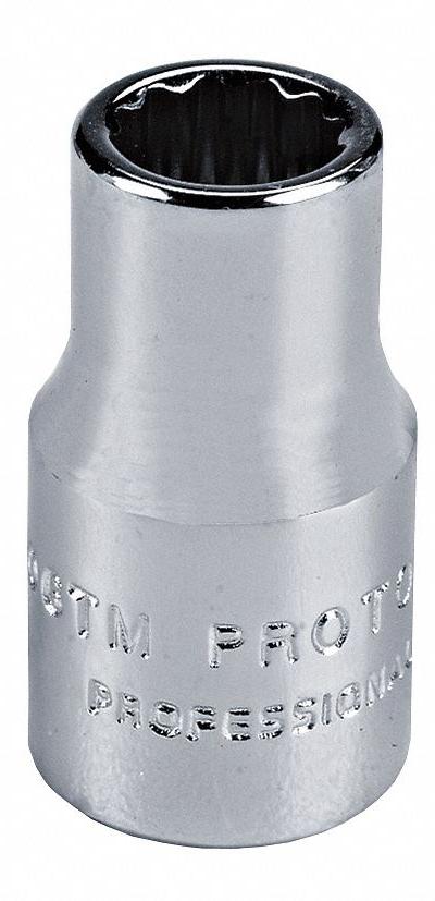 PROTO Socket: Metric, 1/4 in Drive Size, 7 mm Socket Size, 12-Point, Std, Chrome - 1/4" Drive Hand Sockets
