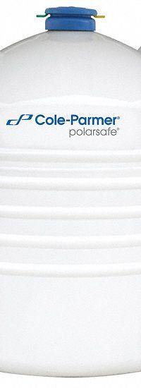 COLE-PARMER Cryogenic Dewar: 30 L Capacity, 18 1/4 in Overall Dia, 25 3/4 in Overall Ht, Aluminum (MPN 4426066). Key specifications — Brand: COLE-PARMER; Material: Aluminum; Includes: Smart Caps; Included Safety Features: Lockable.