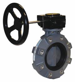 HAYWARD Butterfly Valve: 12 in Pipe Size, Concentric, 150 psi Max. Pressure (CWP), Lug, CPVC, CPVC (MPN BYV22120A0EGI00). Key specifications — Brand: HAYWARD; Handle Type: Gear Operated Handwheel; Disc Material: CPVC.