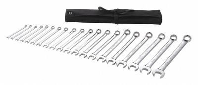 WESTWARD Combination Wrench Set: Alloy Steel, Chrome, 20 Tools - Metric 6-Point Combination Wrench Sets