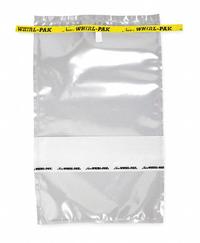 WHIRL-PAK Sampling Bag: Write-On, Sterile, 55 fl oz Capacity - oz, 1.63 L Capacity - mL, 4 mil Thick (MPN B01195). Key specifications — Brand: WHIRL-PAK; Color: Clear; Product Type: Sampling Bag; Standards: HACCP; Style: Write-On.