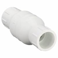 DAYTON Spring Check Valve: Inline Valve Body, 1 in Pipe Size, Socket x Socket, PVC, Female, Socket (MPN 4RG72). Key specifications — Brand: DAYTON; Poppet Material: Stainless Steel.