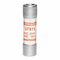 MERSEN Fuse: GFN Series, Midget, Time-Delay, 15 A, 125 V AC, 13/32 in x 1 1/2 in, Indicating (MPN GFN15). Key specifications — Series: GFN; Brand: MERSEN.