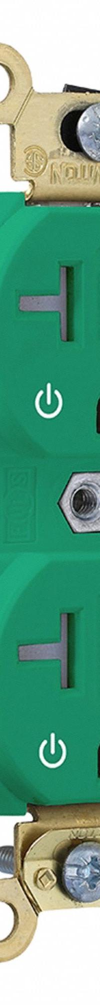 LEVITON Plugs and Receptacles: Duplex, 5-20, Green, 125V AC, 20 A, 2 Pole / 3 Wire (MPN 5362-2PN)