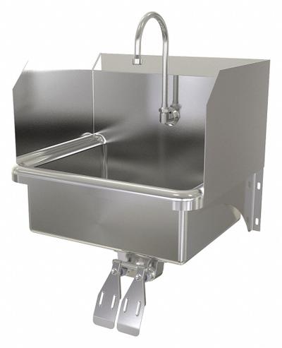 SANI-LAV Hand Sink: 1 Stations, 7 in Bowl Dp, 17 in Bowl Lg, 14 in Bowl Wd, Faucet Included - One-Station Wall-Mounted Hand Sinks with Faucets