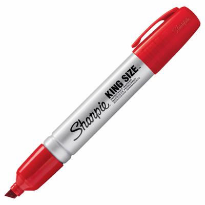 SHARPIE Ink Industrial Marker: 7 mm Tip Wd, Chisel, Red, Std Actuation Style, Gen Purpose - General Purpose Ink Markers