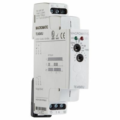 MACROMATIC Time Delay Relay: DIN-Rail Mounted, 12 to 240V AC/DC, 10 A, 6 Pins/Terminals - DIN-Rail Mounted Relays