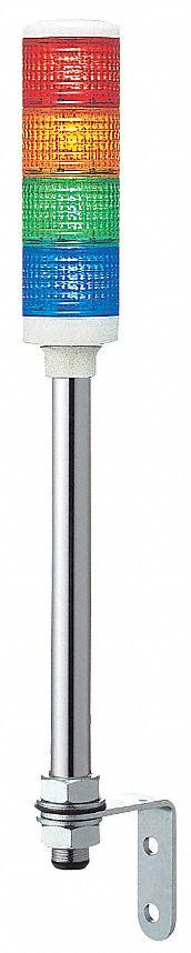 SCHNEIDER Tower Light Assembly: 4 Tier, Blue/Green/Orange/Red, No Sounder Tier - Four-Tier Tower Light Assemblies