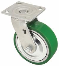 APPROVED VENDOR Plate Caster: Swivel, No Brake, Polyurethane, 5 in Wheel Dia, 2 in Wheel Wd, Roller (MPN 1ULP1). Key specifications — Wheel Bearing Type: Roller; Wheel/Tread Color: Green; Brand: APPROVED VENDOR; Caster Type: Swivel.