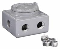 HUBBELL KILLARK Outlet Body: Outlet Body with Cover, 4 in x 4 in x 4 in, Screws, Solid Cover (MPN GRSS-2). Key specifications — Brand: HUBBELL KILLARK; Closure Method: Screws.