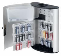 Key Box: 54 Key Capacity, Dial Combo Lock, Aluminum, Gray, 15 3/4 in Ht, 11 7/8 in Wd, 4 5/8 in Dp (MPN 196823). Key specifications — Brand: DURABLE; Finish: Brushed Aluminum; Includes Key Tags: Includes Key Tags; Includes Mounting Hardware: Mounting Hardware Included; Color: Gray; Mounting Location: Wall; Material: Aluminum.