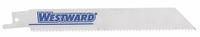 WESTWARD Reciprocating Saw Blade: 18 Teeth per Inch, 6 in Blade Lg, 1.1 mm Blade Thick, 5 PK (MPN 24A574). Key specifications — attr1109198: 18; attr1109200: Rigid for Straight Cuts; attr1109201: Tapered; attr1109209: WESTWARD.