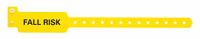 ID Wristband: Fall Risk, 10 1/4 in Overall Lg, 1 3/8 in Overall Wd, Plastic, Yellow, 500 PK (MPN ALR-PW-34). Key specifications — attr1085229: Yellow; attr1126094: Yellow.