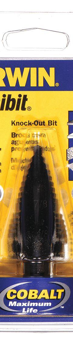 IRWIN Step Drill Bit: 7/8" to 1-1/8", Black Oxide Cobalt, 3-Flats Shank (MPN 10239cb). Key specifications — attr1234936: Not Impact Rated.