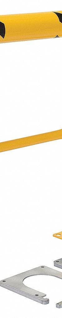 VESTIL Machine Guard: 42 in Top Rail Ht, 5/8 in Mounting Hole Dia, 21 in Mid-Rail Ht, Guardrail (MPN HPRO-RF-36-42-4). Key specifications — Color: Yellow; Material: Steel; Rail Mounting Style: Floor Mounted; Includes Mid-Rail: Mid-Rail Included.