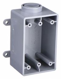 CANTEX Electrical Box: PVC, Rectangular, 1 Gangs, 1/2 in Hub Size, 22.5 cu in Capacity, Gray (MPN 5133363). Key specifications — Color: Gray; Brand: CANTEX.