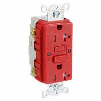 HUBBELL GFCI Receptacle: Duplex, 5-20, Red, GFCI, 125V AC, 20 A, 2 Pole / 3 Wire (MPN GFRTR20R)