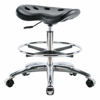 Stool: Polyurethane, Ht Range 20 in to 27 1/2 in, 17 in Seat Wd, 14 in Seat Dp, 0 Glides, 5 Casters (MPN PTMBSL-CR-CF-CC-BLK). Key specifications — Brand: APPROVED VENDOR; Foot Support: Yes; Base Material: Aluminum; ESD-Safe: Not ESD Safe; Number of Casters: 5.