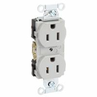 HUBBELL Receptacle: Duplex, 5-15, Gray, 125V AC, 15 A, 2 Pole / 3 Wire (MPN BR15GRY)