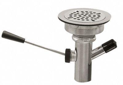 ADVANCE TABCO Drain Assembly: Stainless Steel, Chrome, 10 in Overall Ht - Sink Drains with Lever-Activated Stopper