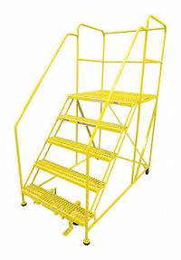 COTTERMAN Work Platform: 4.2 ft Platform Ht - Max, 36 in x 48 in, Steel, 800 lb Load Capacity (MPN 5WP3648RA3B4B8AC2P6). Key specifications — Folding: Not Foldable; Mobility: Rolling; Components Included: Rubber Foot Pads; Use Location: Indoor; Brand: COTTERMAN; Color: Yellow; Height Adjustability: Fixed Height; Includes Handrails: Handrails Included.