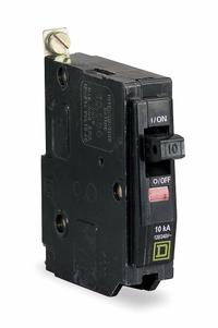 SQUARE D Miniature Circuit Breaker: 45 A, 120/240V AC, Single Phase, 10kA at 120/240V AC, 1 Poles (MPN QOB145). Key specifications — Phase: Single; Amps: 45 A; AC Voltage Rating: 120/240V AC; Max. AIR Rating: 10kA at 120/240V AC; For Use With: Square D NQOD Panelboards; Brand: SQUARE D.