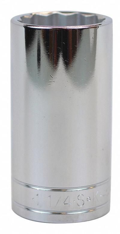 SK PROFESSIONAL TOOLS Socket: SAE, 1/2 in Drive Size, 1 1/4 in Socket Size, 12-Point, Deep - 1/2" Drive Hand Sockets