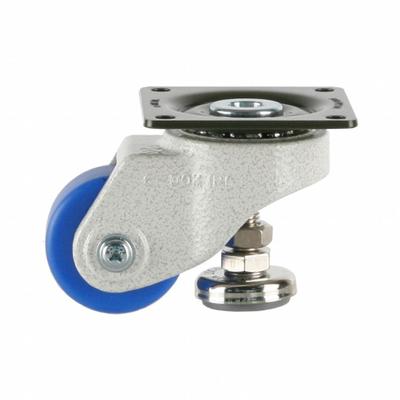 FOOT MASTER Plate Caster: Nylon Tread, 50 mm Wheel Dia, 73 mm Mounting Ht - General Purpose Leveling Plate Casters
