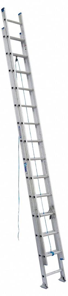 WERNER Extension Ladder: 28 ft Ladder Size, Aluminum, 250 lb Load Capacity, 51 lb Wt, 2 Sections (MPN D1328-2). Key specifications — Color: Silver; Brand: WERNER; Included Features: Mar-Resistant End Caps; Removable Fly: Removable.