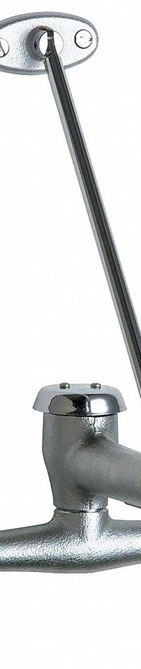 CHICAGO FAUCETS Straight Service Sink Faucet: Wall, Widespread, Cast Brass, Polished Chrome (MPN 897-RCF). Key specifications — Color/Finish: Polished Chrome; Includes: Pail Hook.