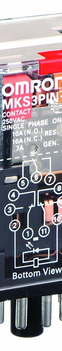 OMRON General Purpose Relay: Socket Mounted, 10 A Current Rating, 24V AC, 3PDT, 11 Pins/Terminals (MPN MKS3PIN5AC24). Key specifications — Brand: OMRON; Base Type: Octal; Mounting Style: Plug-In; Pin Shape: Round; Electrical Connection: Plug-In; Manufacturer Part Number: MKS3PIN5AC24; Operating Current: 10 A at 30V DC (Resistive Load); Series: MK-S Series.