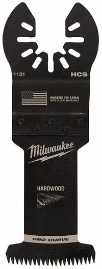 MILWAUKEE Oscillating Tool Blade: 1 3/8 in Blade Wd, 4 1/16 in Overall Lg, Fast Cutting, Steel (MPN 49-25-1131). Key specifications — attr1097473: Clean Hardwood; attr1097476: MILWAUKEE; attr1097456: Fast Cutting.