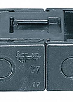 IGUS Mounting Bracket Set: Zipper, 1 Channels, 0.41 in Cavity Ht, 0.39 in Cavity Wd, Locking (MPN 060-10-12PZ). Key specifications — Brand: IGUS; Crossbar Material: Igumid TE; Item: Mounting Bracket Set; Series: 074; Mounting Brackets Included: With Mounting Brackets; Outside Width: 0.7 in; Mounting Bracket Type: Fixed End; Color: Black.