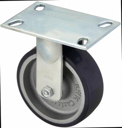 RWM Plate Caster: Rigid, Polyurethane, 6 in Wheel Dia, 2 in Wheel Wd, 7 5/8 in Mounting Ht - Medium-Duty General-Purpose Kingpinless Plate Casters